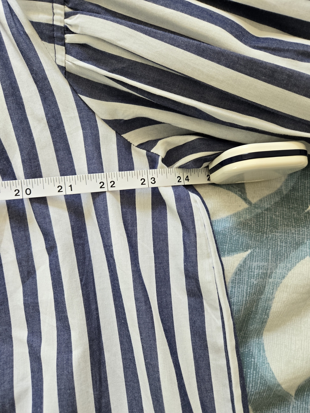 Striped Blue & White Peasant Top - Picture 10 of 12
